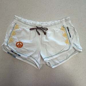 Mudd White Embroidered Peace Sign Drawstring Shorts Size M